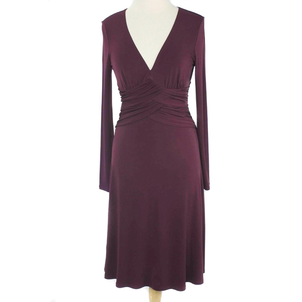 🍍MAX & CLEO Maroon/Purple Empire Waist Ruched Dress
